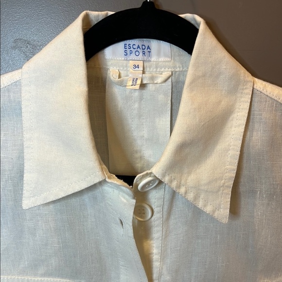 Escada Sport off White Utility linen button down top, size 34 - Picture 3 of 10
